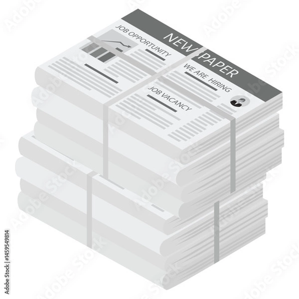 Fototapeta Pile of newspapers isolated on white background. Stack of newspapers