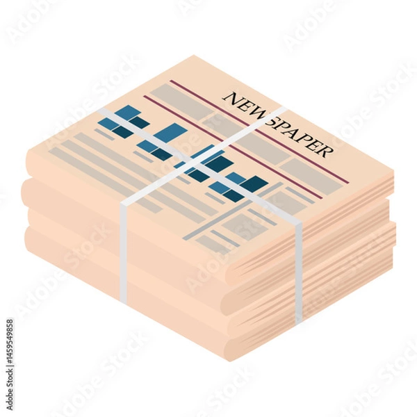 Fototapeta Pile of newspapers isolated on white background. Stack of newspapers