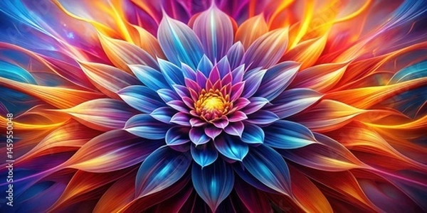 Fototapeta Vibrant Abstract Floral Design with Swirling Petals in a Spectrum of Hues