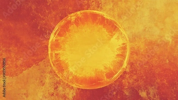 Fototapeta Abstract fiery sun with radiating energy and texture in solar artwork