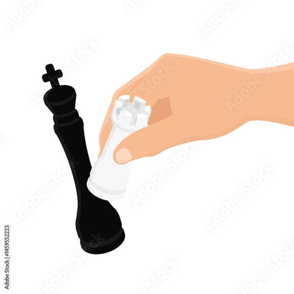 Fototapeta Making a chess move with a rook to kick a king in chess game