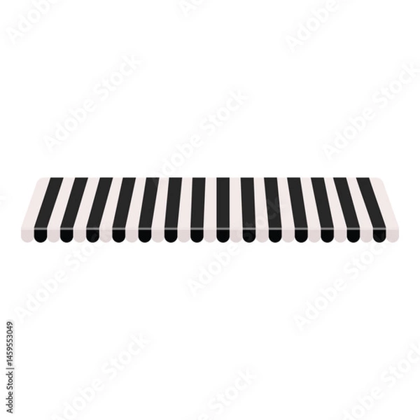 Fototapeta Vector illustration black and white striped shop canopy, store window awning