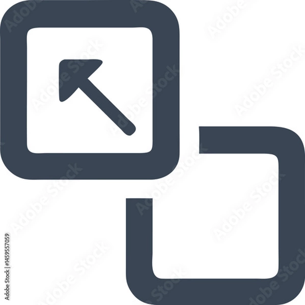 Obraz Modern Digital Icon with Overlapping Squares and Diagonal Arrow Indicating Screen Expansion or Resizing

