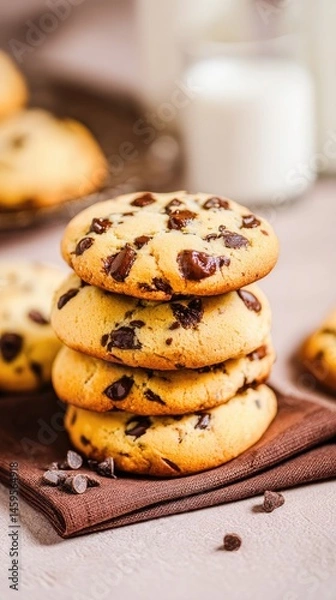Fototapeta A stack of large, soft, and luscious cookies 