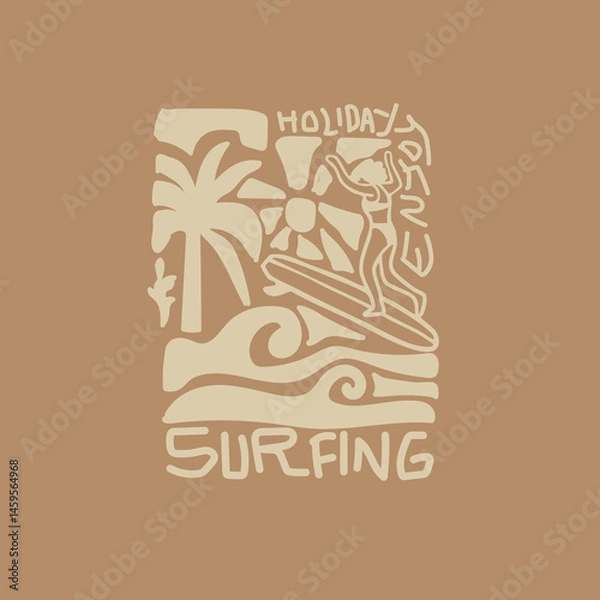 Fototapeta abstract minimal Surfing Holiday Enjoy vector graphic