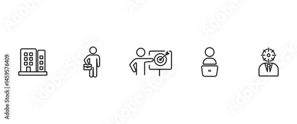 Fototapeta Simple set of Direction icons in line style, Icon set of Bussiness. Line icon of mentoring Containing Office, employement, Applicant, worker and headhunter. 