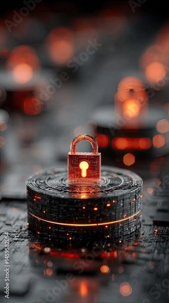 Fototapeta personalized marketing flow, data-driven product match, AI form response analysis Digital locks on futuristic circuit board.