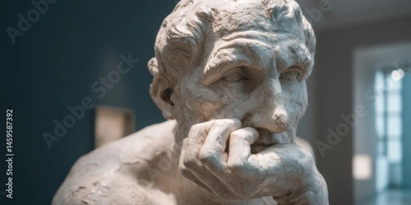 Obraz Thoughtful sculpture capturing human emotion in a museum setting during daylight hours