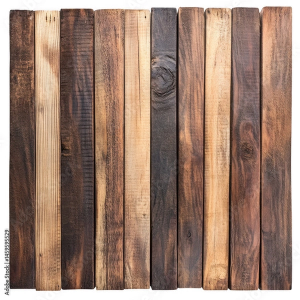 Fototapeta Wooden planks arranged vertically isolated on transparent background