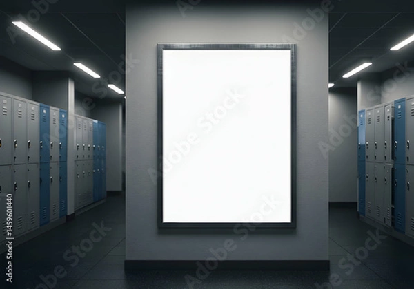 Obraz Locker room scene with an empty framed poster