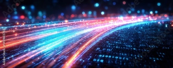 Fototapeta Digital Data Flow on a High-Speed Network