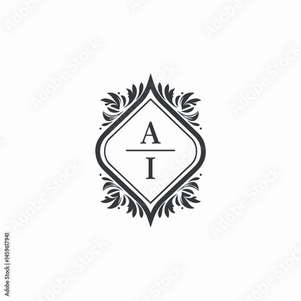 Obraz AI Initials Wedding Logo Vector Art  Icons  and Graphics