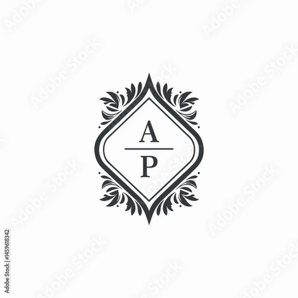 Fototapeta AP Initials Wedding Logo Vector Art  Icons  and Graphics