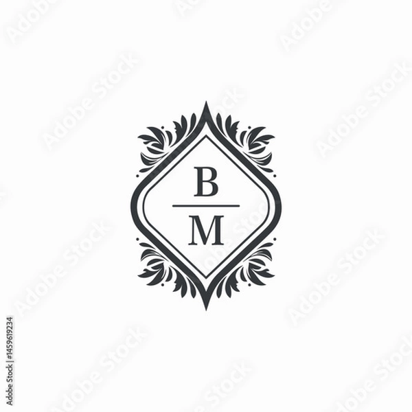 Obraz BM Initials Wedding Logo Vector Art  Icons  and Graphics