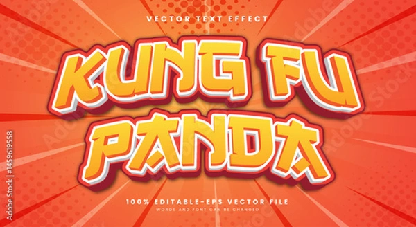 Fototapeta kung Fu panda 3d editable text effect Template with modern style design