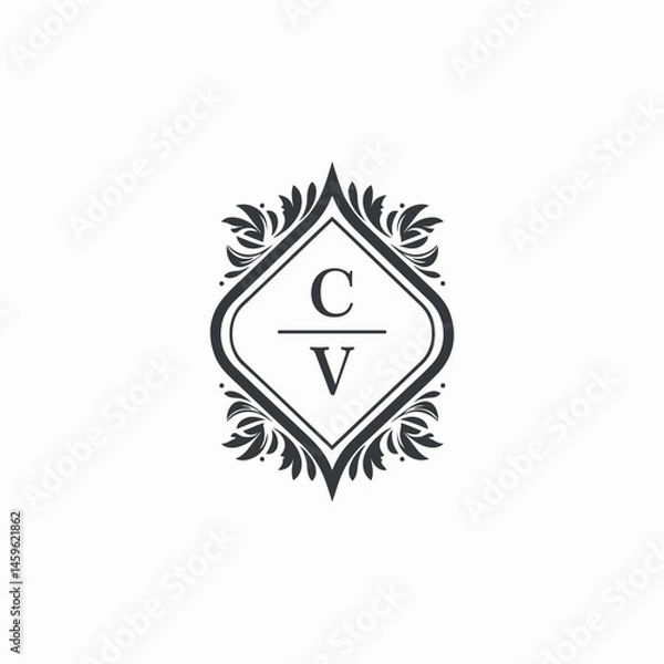Obraz CV Initials Wedding Logo Vector Art  Icons  and Graphics