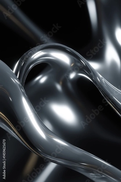 Obraz Abstract metallic chrome texture with light reflections.