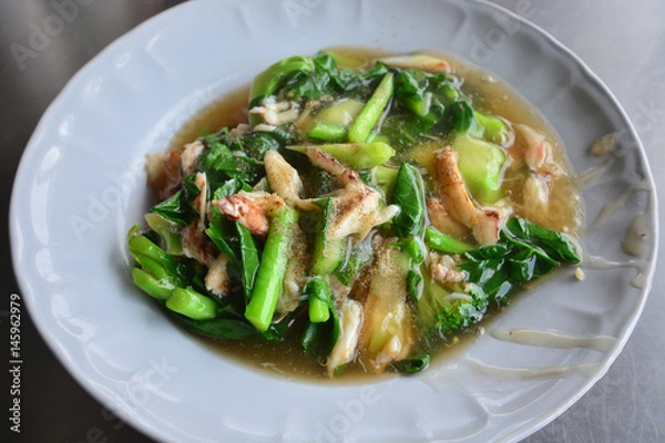 Obraz Noodles in Thick Gravy with crab, Thai Style food called "Rad Na"