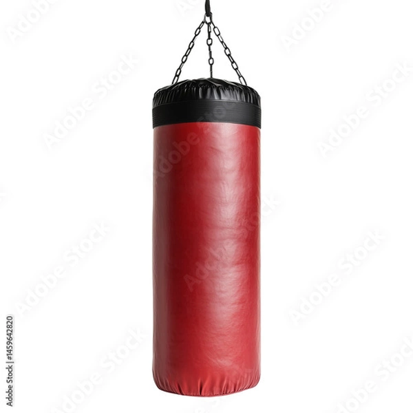 Fototapeta A punching bag isolated on a transparent background, perfect for fitness designs, gym branding and sports equipment promotions