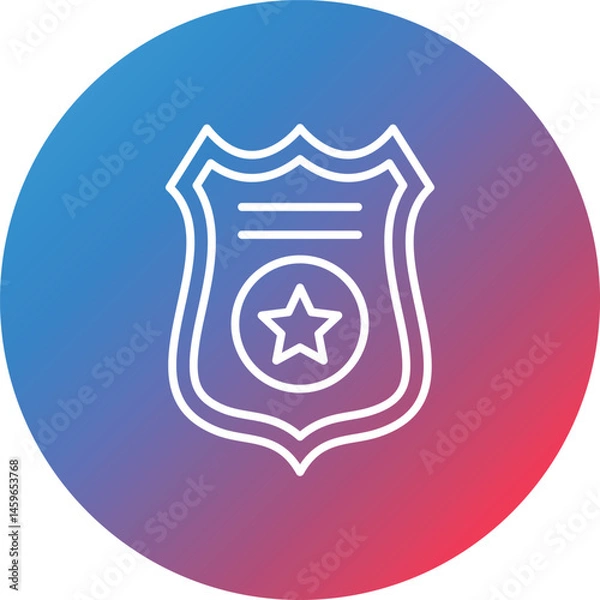 Obraz Police Badge Line Gradient Circle Background Icon