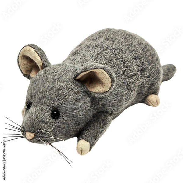 Fototapeta Catnip Filled Mouse Toy Soft Grays Isolated on Transparent Background
