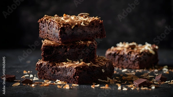 Obraz  Chocolate Brownies with Shavings