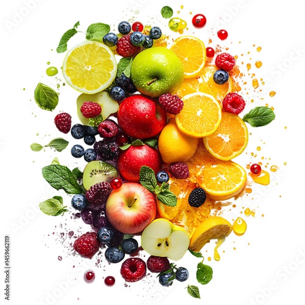 Fototapeta Dynamic Fresh Fusion Vibrant Combination of Apple Ci Isolated on Transparent Background