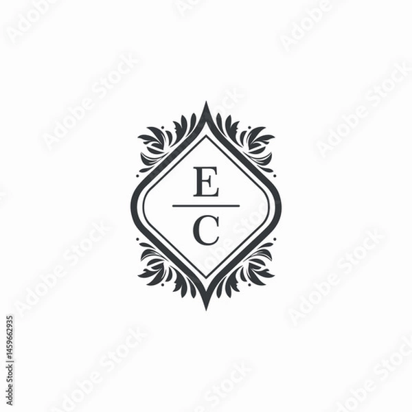 Fototapeta EC Initials Wedding Logo Vector Art  Icons  and Graphics