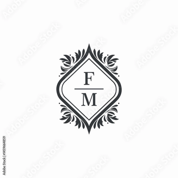 Fototapeta FM Initials Wedding Logo Vector Art  Icons  and Graphics