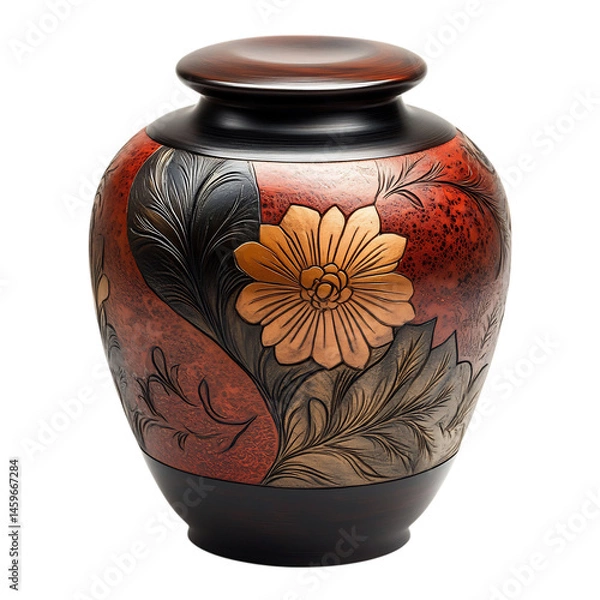 Fototapeta A Hand Crafted Urn with Unique Design Isolated on Transparent Background