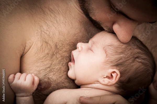 Fototapeta noworodek i ojciec