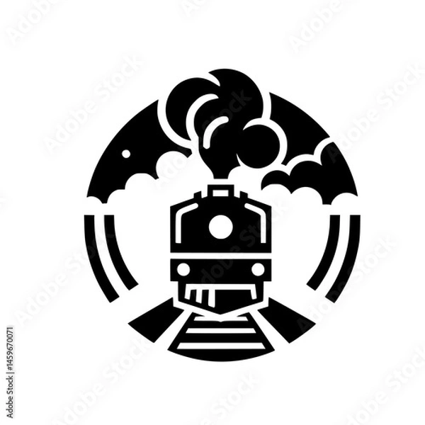 Fototapeta Vintage Train Icon: Steam Engine in a Circle - Minimalist Vector Design