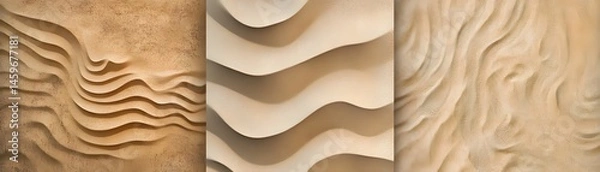 Obraz Three textured panels with undulating patterns