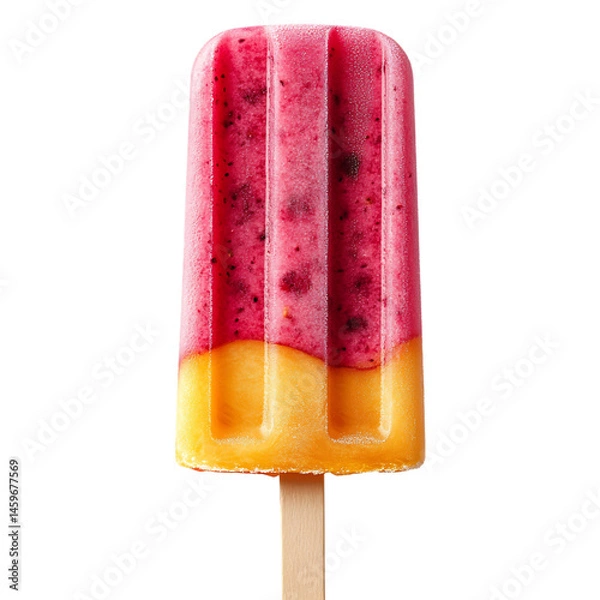 Fototapeta Icy Pure Fruit Pop Clean Mix of Peach and Raspberry Isolated on Transparent Background