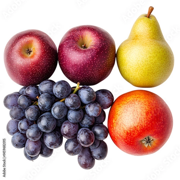 Fototapeta A Bunch of Fruit and a Pear Isolated on Transparent Background