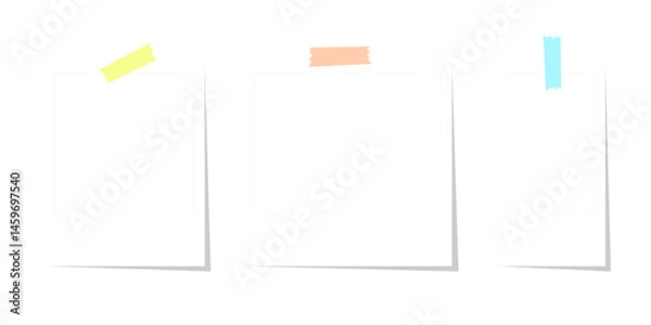 Fototapeta Collection of Taped Polaroid Frames, Set of Decorative Polaroid Photo Templates