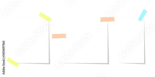 Fototapeta Polaroid Photo Frames with Colorful Washi Tape, Minimalist White Polaroid Frames with Decorative Tape Overlay