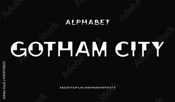 Fototapeta Modern minimal abstract alphabet fonts. Typography technology, electronic, movie, digital, music, future, logo creative font. vector illustration