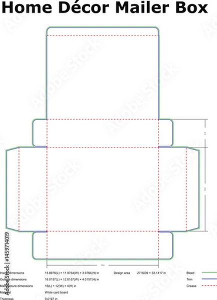 Obraz Home Dcor Mailer Box Packaging Design Template Diagram
