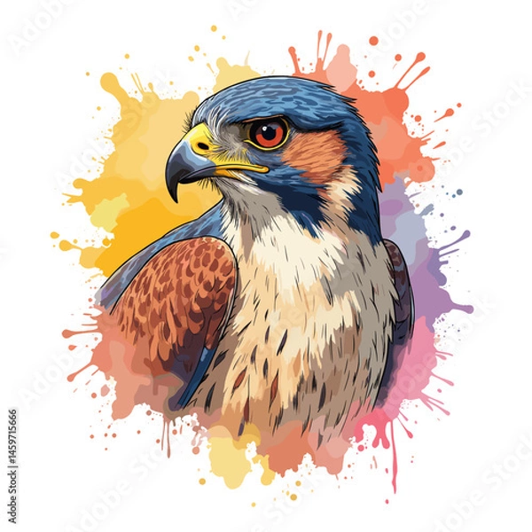 Obraz Falcon with a focused expression on a transparent background, vector illustration