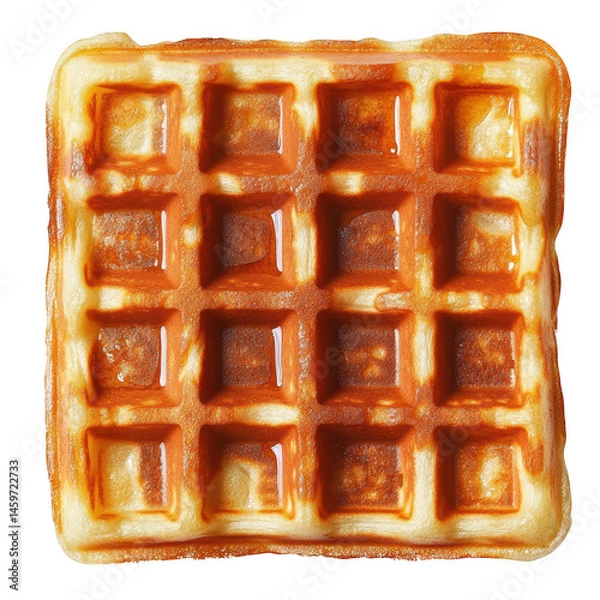 Fototapeta Crisp waffle with syrup isolated on transparent background