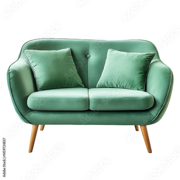 Fototapeta Mint sofa with pillows isolated on transparent background