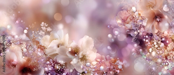 Fototapeta shiny, glimmering floral wedding pattern; vibrant, sparkling design; contemporary background for elegant, luxurious events
