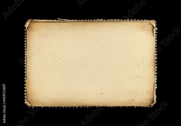 Fototapeta Aged, tan-colored, rectangular piece of paper with decorative border.  Surface shows signs of wear and aging, including discoloration and small imperfections