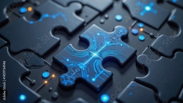 Fototapeta Technological Puzzle Piece: Solution, Innovation, and Interconnectedness Concept