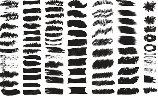 Obraz Paint backgrounds and splatters,Mega bundle of different ink brush strokes:rectangle,square and round freehand,Vector set of hand drawn, strokes and 