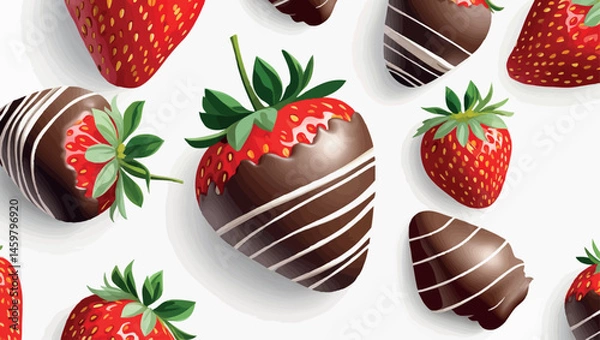 Obraz Chocolate covered strawberries vector illustration summer treat