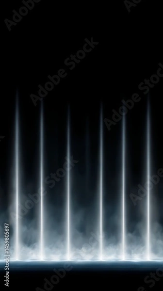 Fototapeta Focused godrays cutting through black background with misty volumetric beams and fading brightness in mystical minimalist style Generative AI