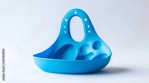 Obraz Cute baby feeding stuff: silicone bib and plates.  Plenty of room for text.
