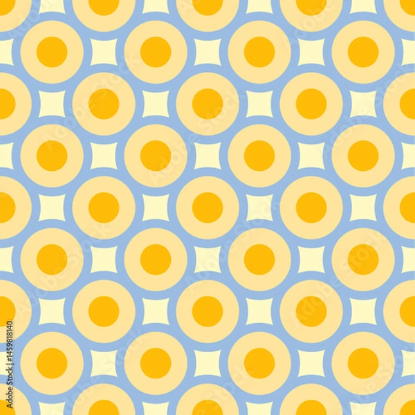 Fototapeta Seamless Geometric Circle Pattern in Yellow and Blue